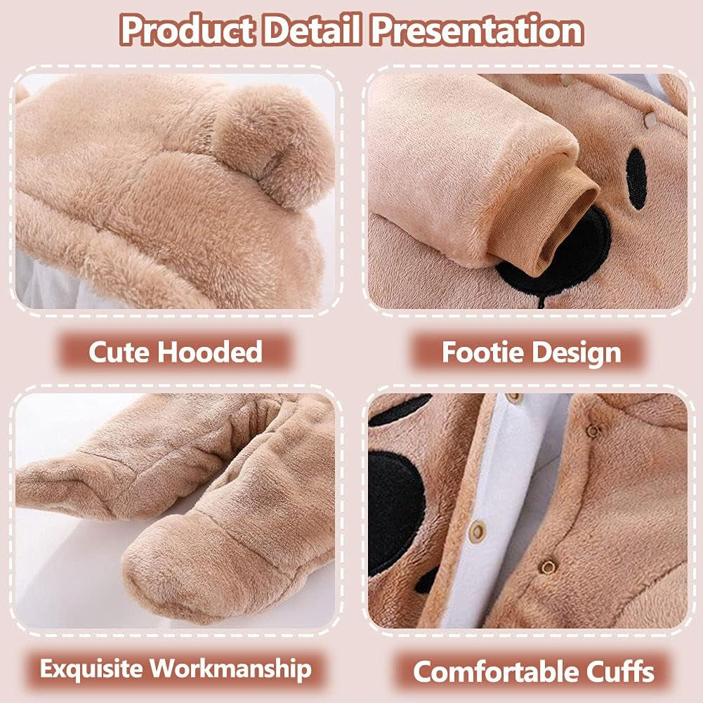 Cozy Baby Newborn Snowsuit - Fleece Hooded Jumpsuit for Infants (Girls & Boys)