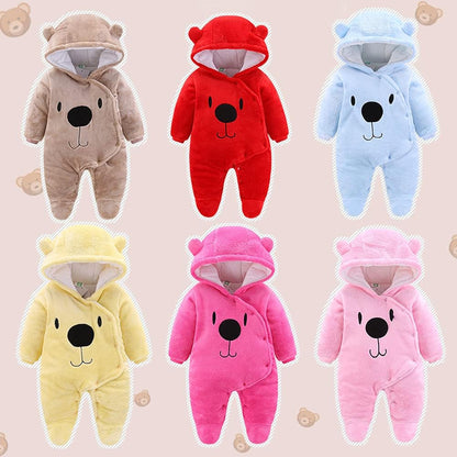 Cozy Baby Newborn Snowsuit - Fleece Hooded Jumpsuit for Infants (Girls & Boys)