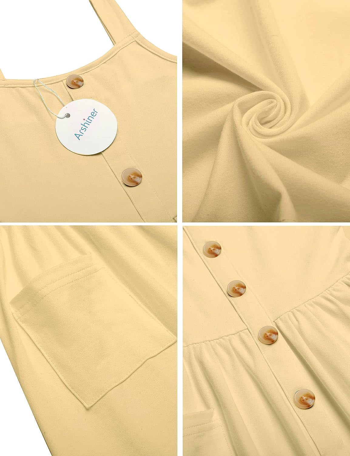 Girls Dresses Short Sleeve Solid Color Skater Casual Twirly Dress with Pockets Light Yellow 4-5 T