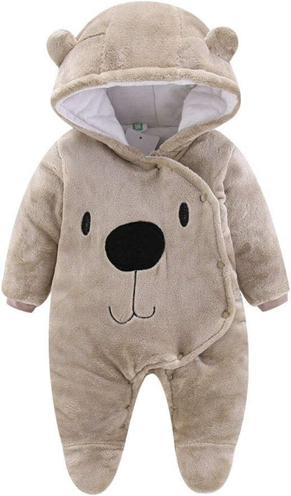 Cozy Baby Newborn Snowsuit - Fleece Hooded Jumpsuit for Infants (Girls & Boys)